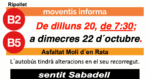 Alteracions del recorregut de les línies de bus fins dimecres 22 d’octubre